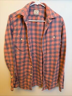 J. Crew Pink and Gray Buffalo Check Button-Down Shirt